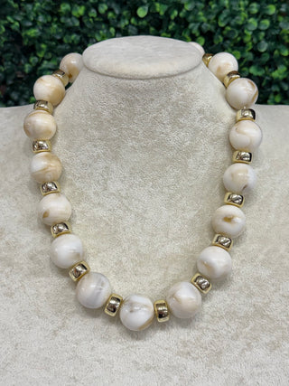 Carter Chunky Beaded Necklace | Cream