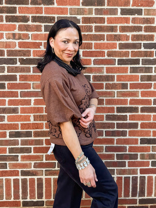 Espresso Bloom Crewneck Top