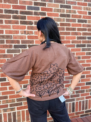 Espresso Bloom Crewneck Top
