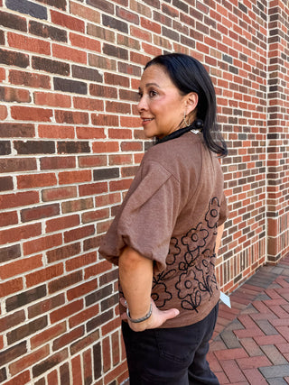 Espresso Bloom Crewneck Top