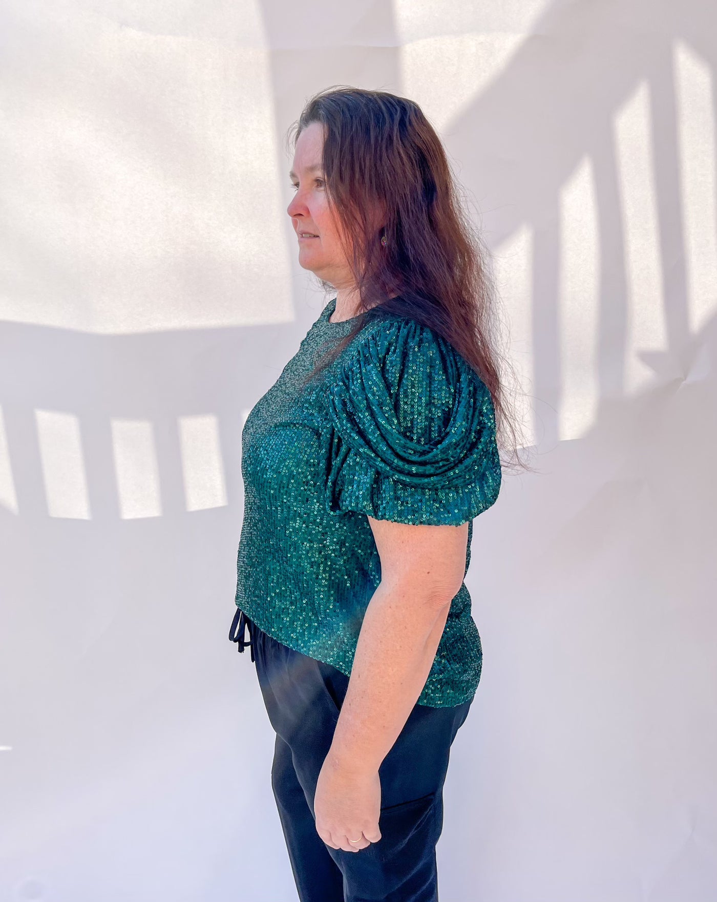 Glimmer Glam Green Sequin Top