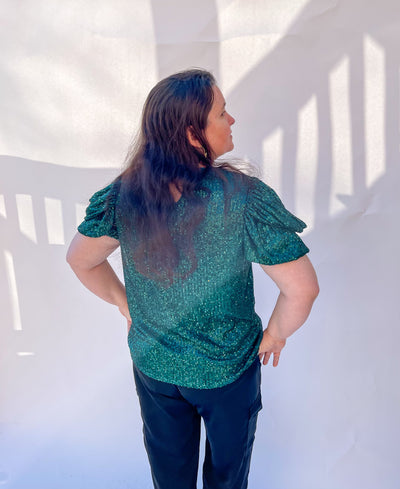 Glimmer Glam Green Sequin Top