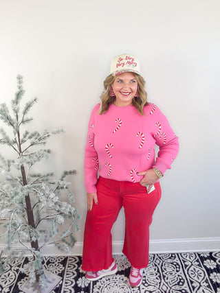 Risen | Festive High Rise Jeans | Scarlet