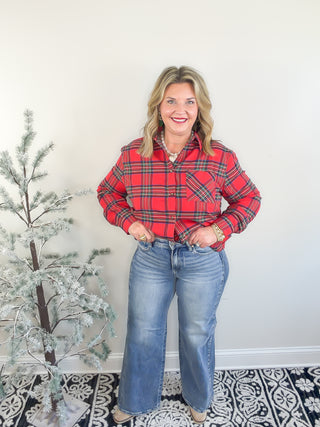 risen wide leg denim jean