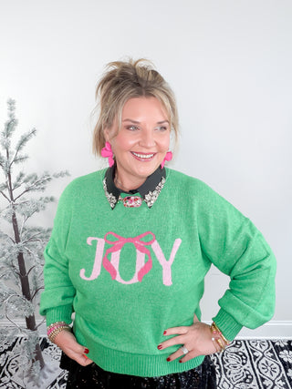 green joy sweater