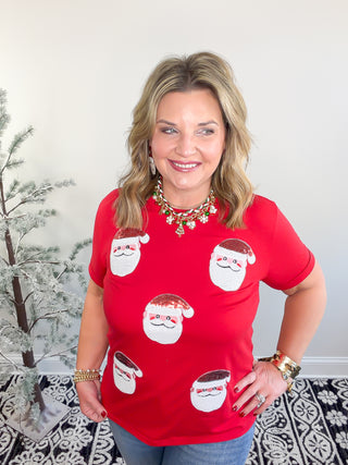 red sequin santa tshirt