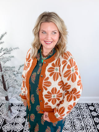 orange floral sweater