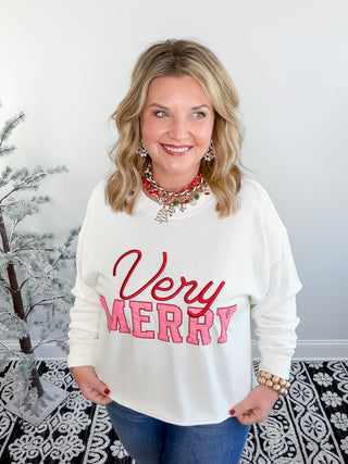 white very merry sweatshirt