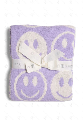 Lavender Happy Face Cozy Blanket