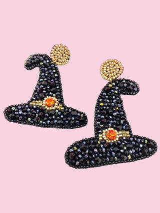 Witch Hat Beaded Earrings
