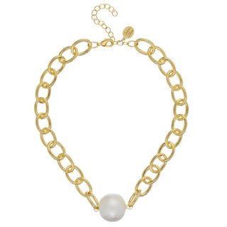 Susan Shaw | Gold Chain with Large Cotton Pearl Necklace