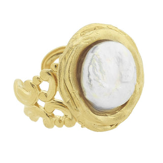 Susan Shaw | Gold Pearl Adjustable Ring