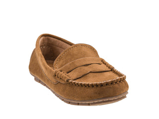 Corkys penny for your thoughts camel brown suede loafer shoe.