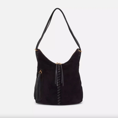 Merrin Backpack/Shoulder Bag | Black with Whipstitch