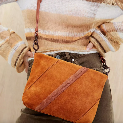 Tripp Medium Crossbody | Cognac Suede