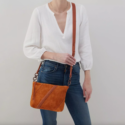 Tripp Medium Crossbody | Cognac Suede