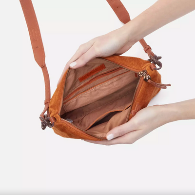 Tripp Medium Crossbody | Cognac Suede