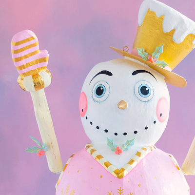 Holly Jolly Snowman Gold/Blush 72"