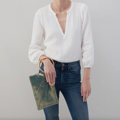 Sheila Hard Ring Clutch | Evergreen Shimmer