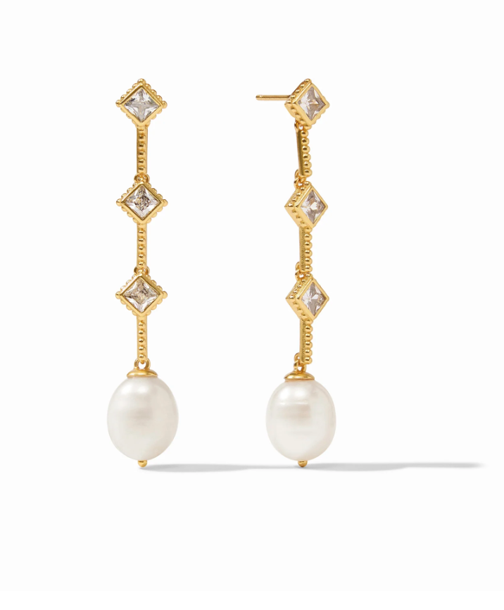 Noel Pearl Statement Earrings Gold/Cubic Zirconia