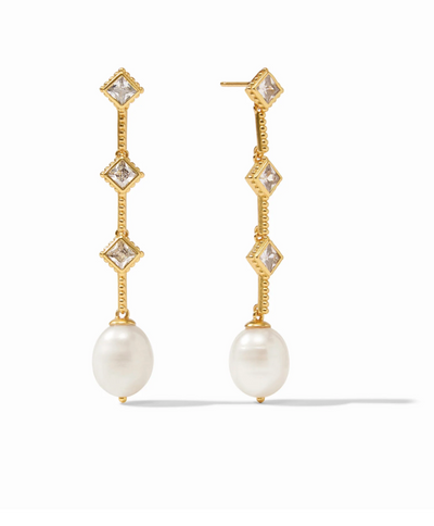 Noel Pearl Statement Earrings Gold/Cubic Zirconia