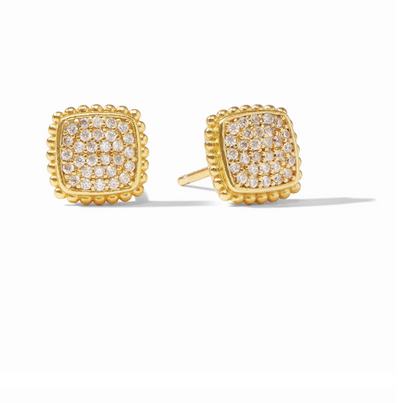 Noel Pave Stud Earrings Gold/ Pave Cubic Zirconia