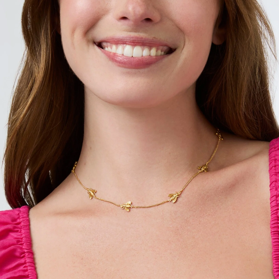 Bee Delicate Station Necklace Gold