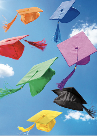 Grad Caps In Air | Graduation Greeting Card