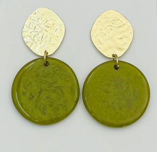 Simply the Best Disk Earrings | Gold/Pistachio