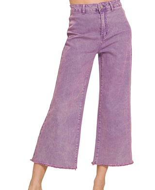 Peyton High Waist Frayed Hem Denim | Lt. Plum