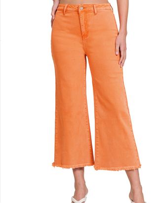 Peyton High Waist Frayed Hem Denim | Orange