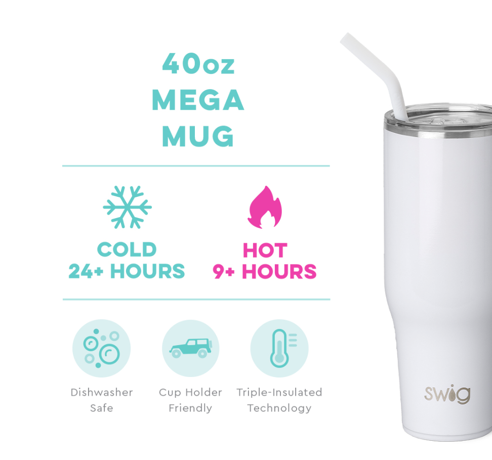 Shimmer Diamond White Mega Mug 40oz