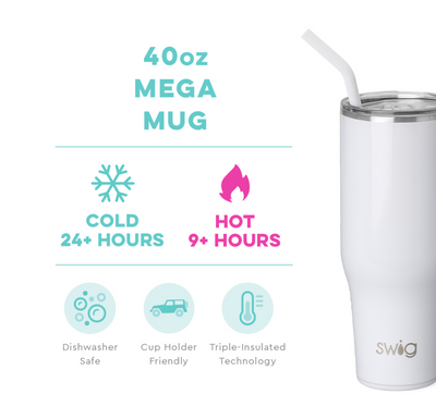 Shimmer Diamond White Mega Mug 40oz