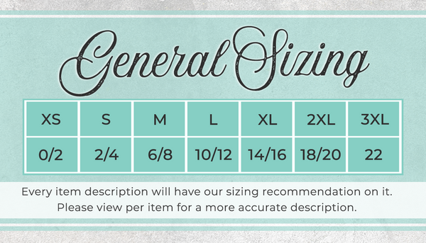 Sizing Guidelines – MerciGrace Boutique