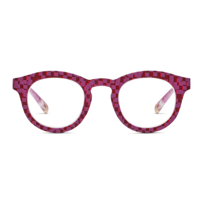 +2.50 Frame Of Mind Reading Glasses Pink Pixel Check