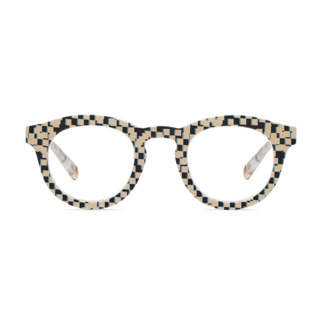 +1.00 Frame Of Mind Reading Glasses Black Pixel Check