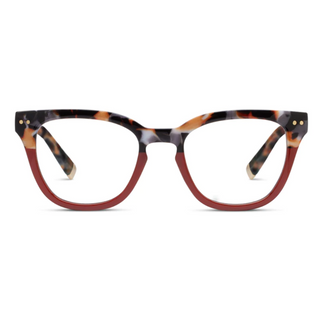 Faye Reading Glasses Grey Botanico/Dark Red