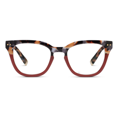 +2.25 Faye Reading Glasses Grey Botanico/Dark Red