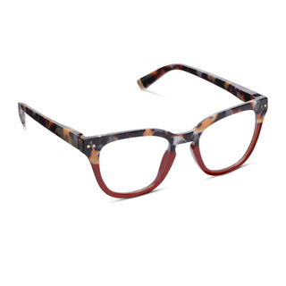 Faye Reading Glasses Grey Botanico/Dark Red