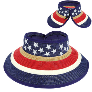 Straw American Flag Sun Visor