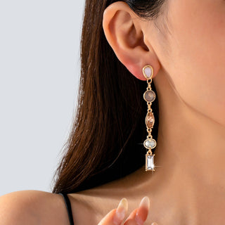 Gemstone Linear Drop Earrings