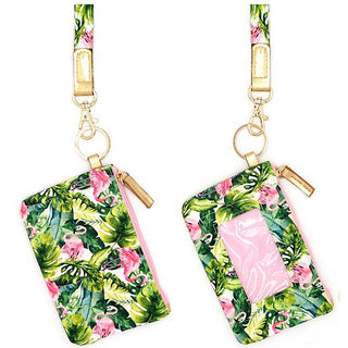 Tropical Flamingo ID Wallet & Detachable Lanyard