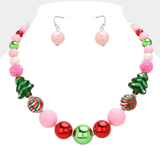 Christmas Tree Candy Ornament Beaded Necklace