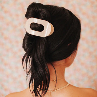 Almond Beige Flat Round Hair Clips