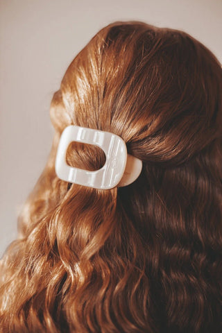 Almond Beige Flat Round Hair Clips