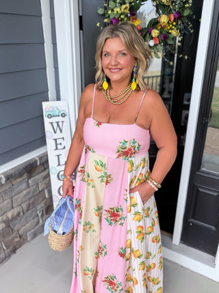Amalfi Linen Colorblock Floral Maxi Dress