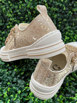 Aman Leopard Shine Sparkly Sneaker | Gold