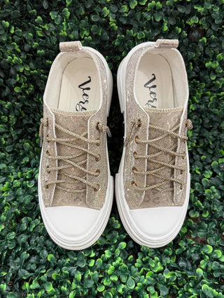 Aman Leopard Shine Sparkly Sneaker | Gold