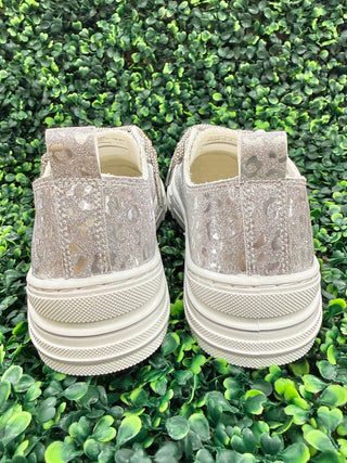 Aman Leopard Shine Sparkly Sneaker | Silver