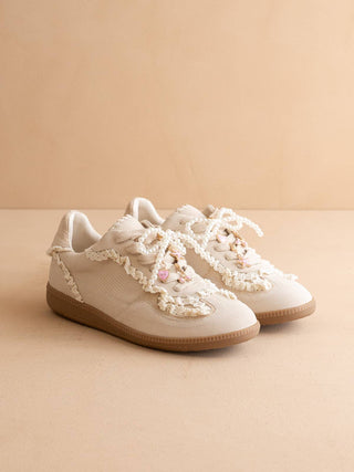 April Lace-Trimmed Retro Sneaker